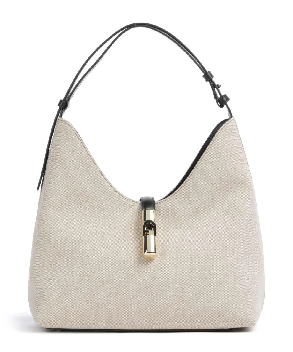 Goccia M Beuteltasche Canvas beige/schwarz