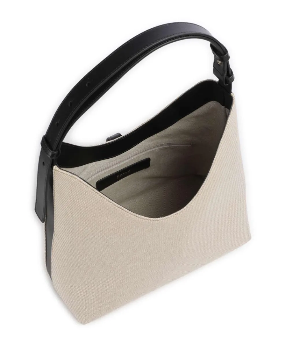 Goccia M Beuteltasche Canvas beige/schwarz