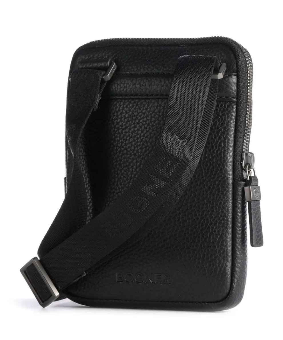 Jasper Jacob Umhängetasche genarbtes Leder schwarz