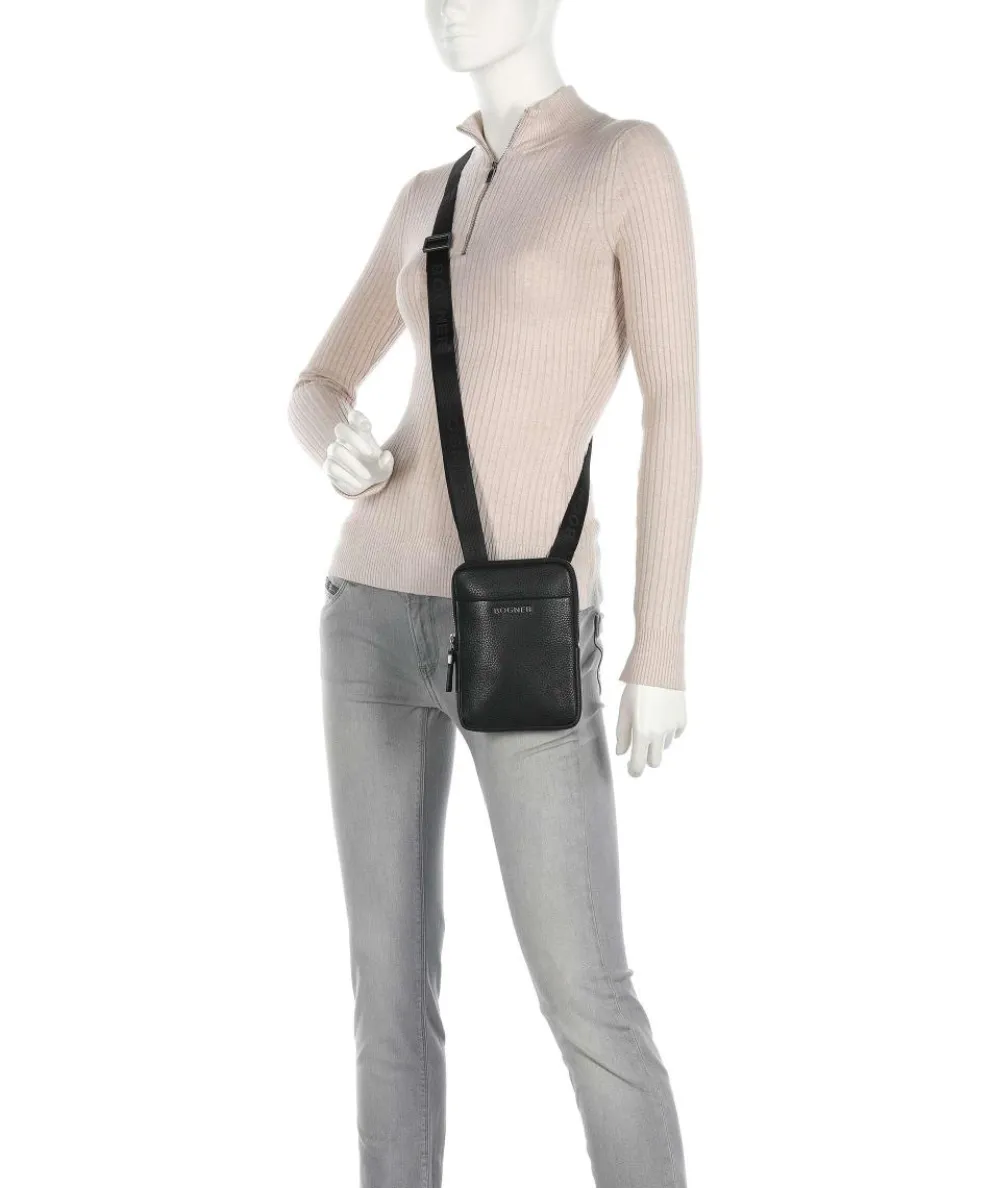 Jasper Jacob Umhängetasche genarbtes Leder schwarz