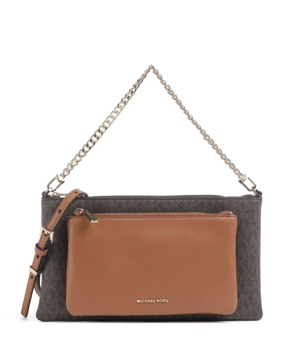 Jet Set Schultertasche Lederimitat dunkelbraun