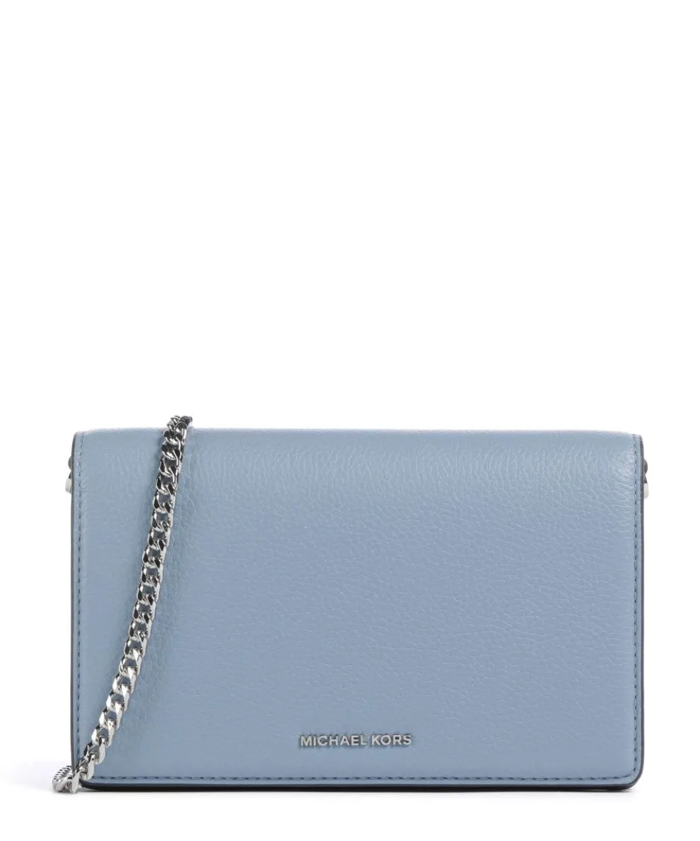 Jet Set Umhängetasche genarbtes Leder blaugrau