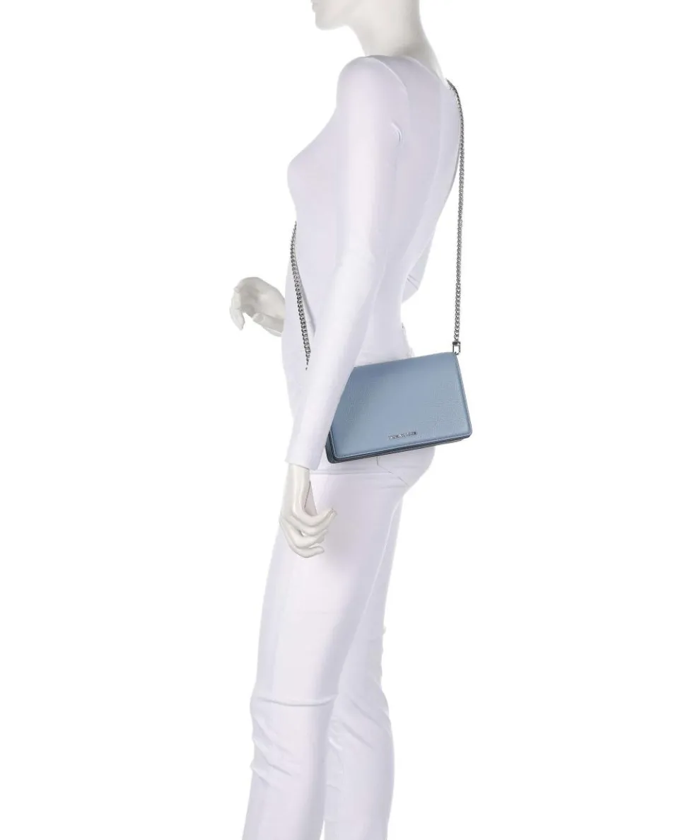 Jet Set Umhängetasche genarbtes Leder blaugrau