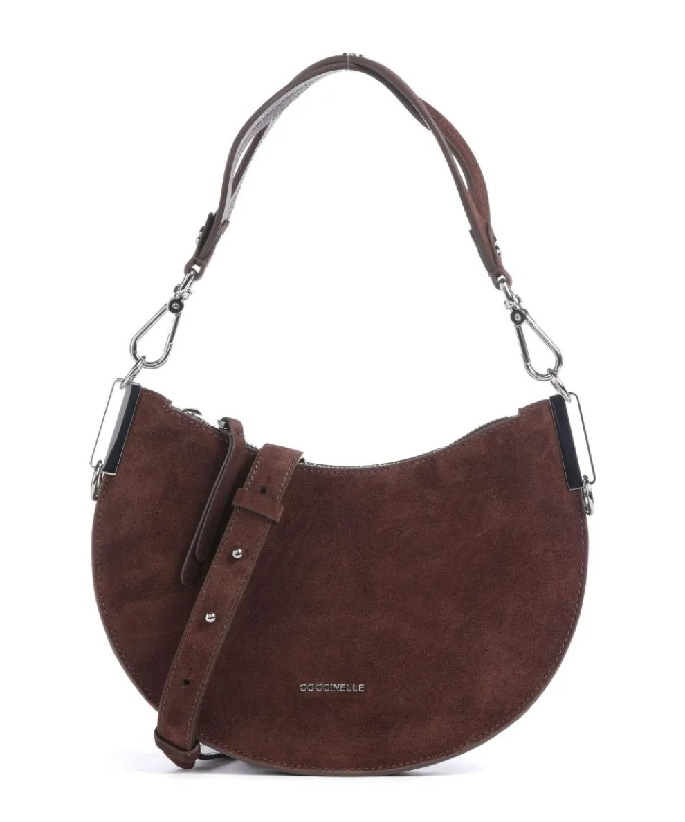 Sunup Suede Schultertasche aufgerautes Rindsleder dunkelbraun