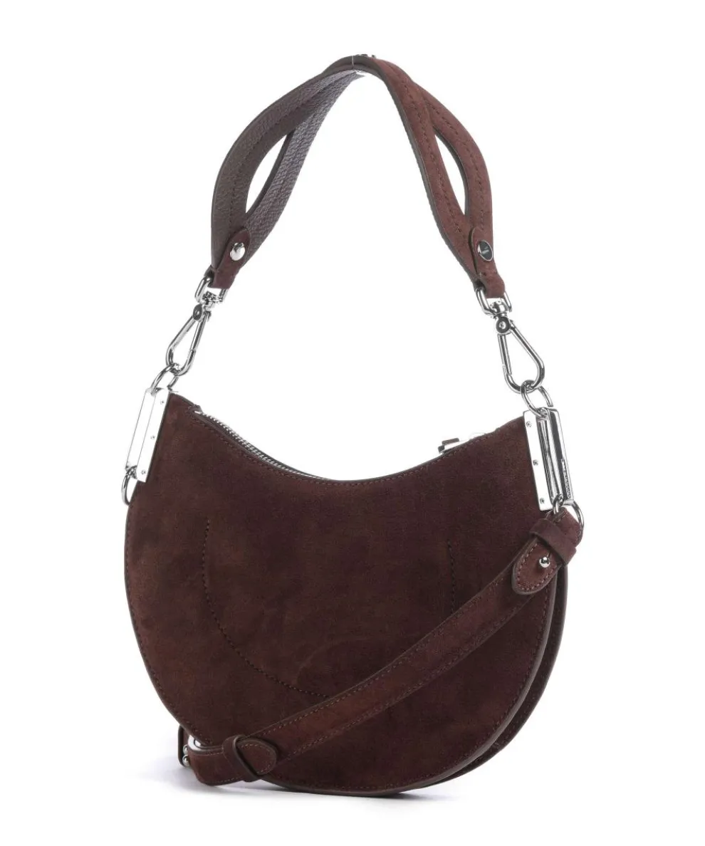 Sunup Suede Schultertasche aufgerautes Rindsleder dunkelbraun