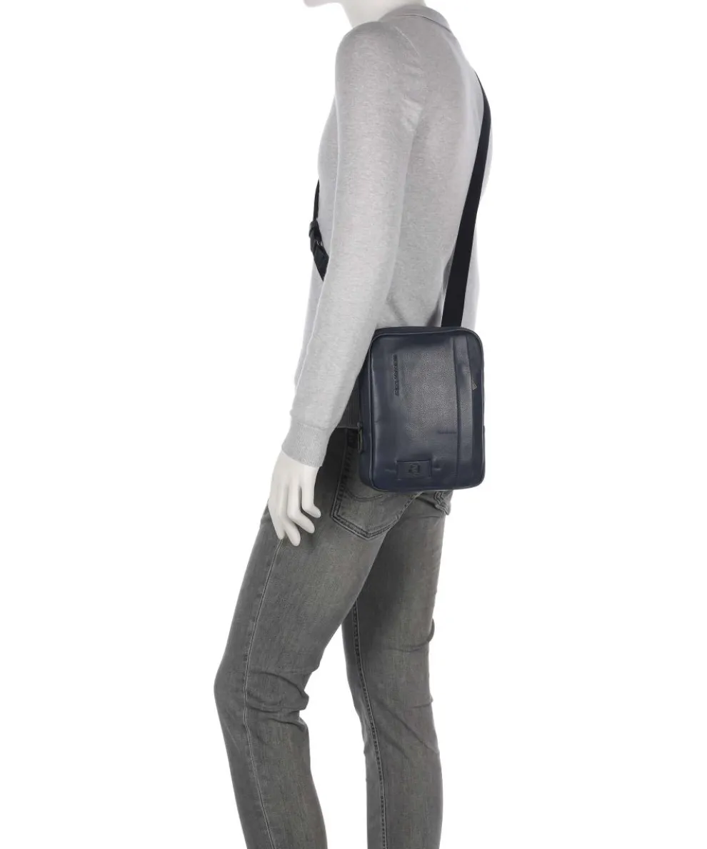 W137 Umhängetasche genarbtes Rindsleder dunkelblau