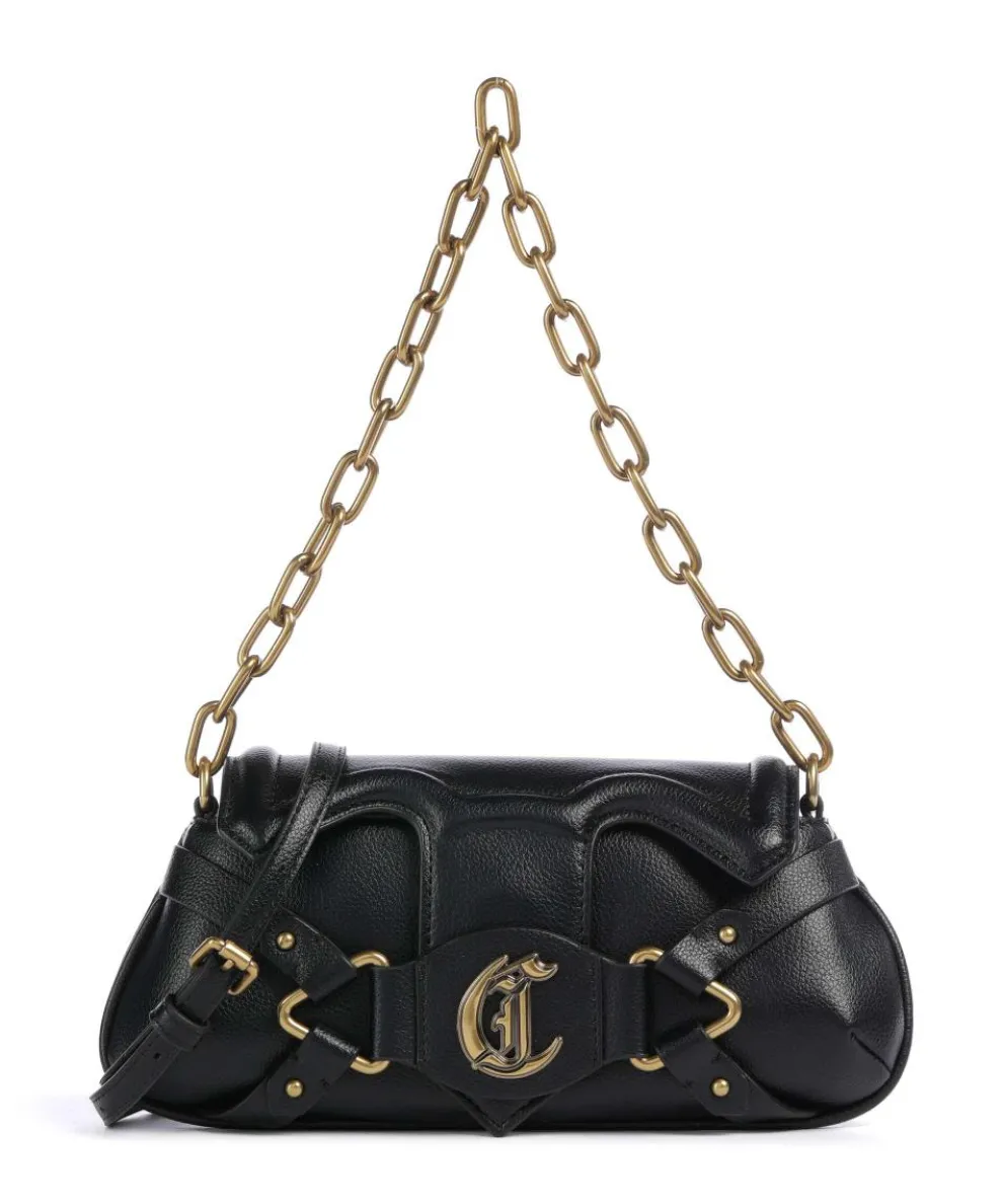 Crossed Laces Schultertasche Lederimitat schwarz