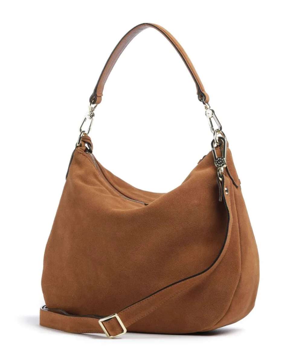 Suede Juna Small Beuteltasche aufgerautes Leder braun