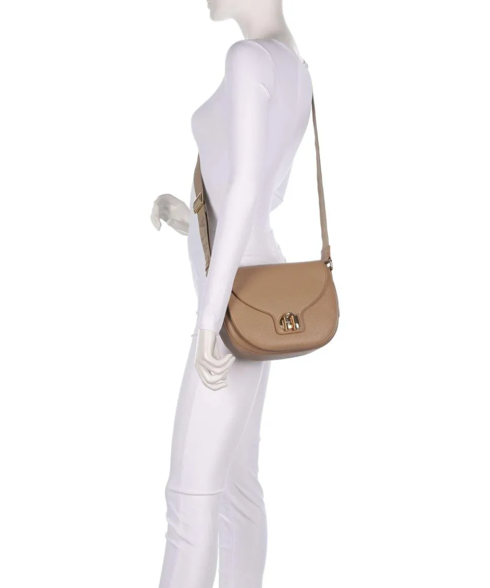 Lotus S Umhängetasche genarbtes Leder hellbraun