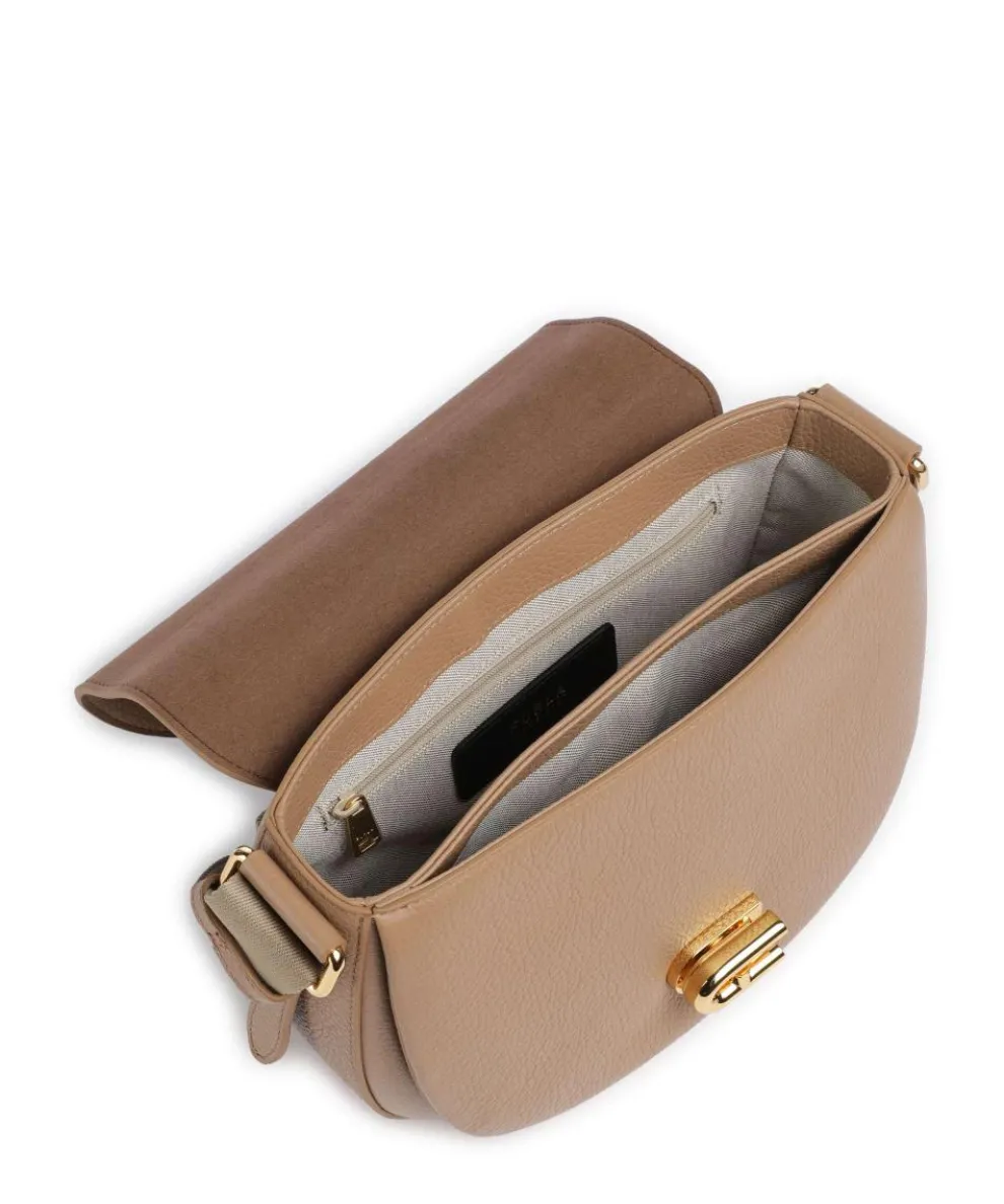 Lotus S Umhängetasche genarbtes Leder hellbraun