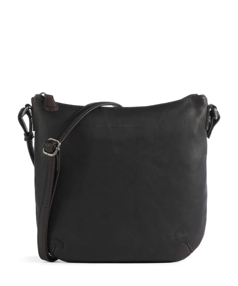 Cow Wax Pull Up Redding Umhängetasche fein genarbtes Leder dunkelbraun