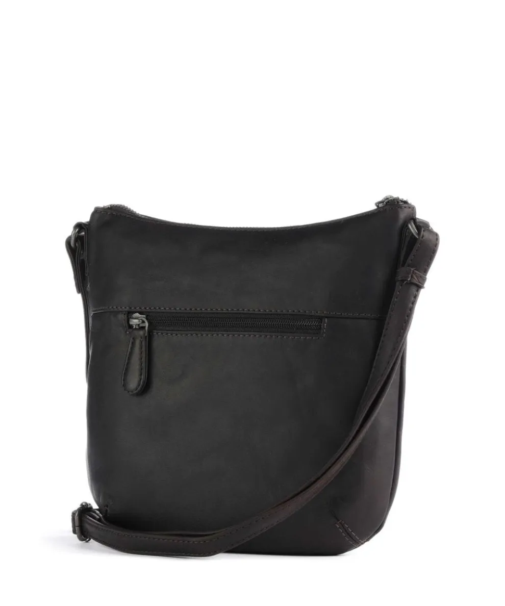 Cow Wax Pull Up Redding Umhängetasche fein genarbtes Leder dunkelbraun