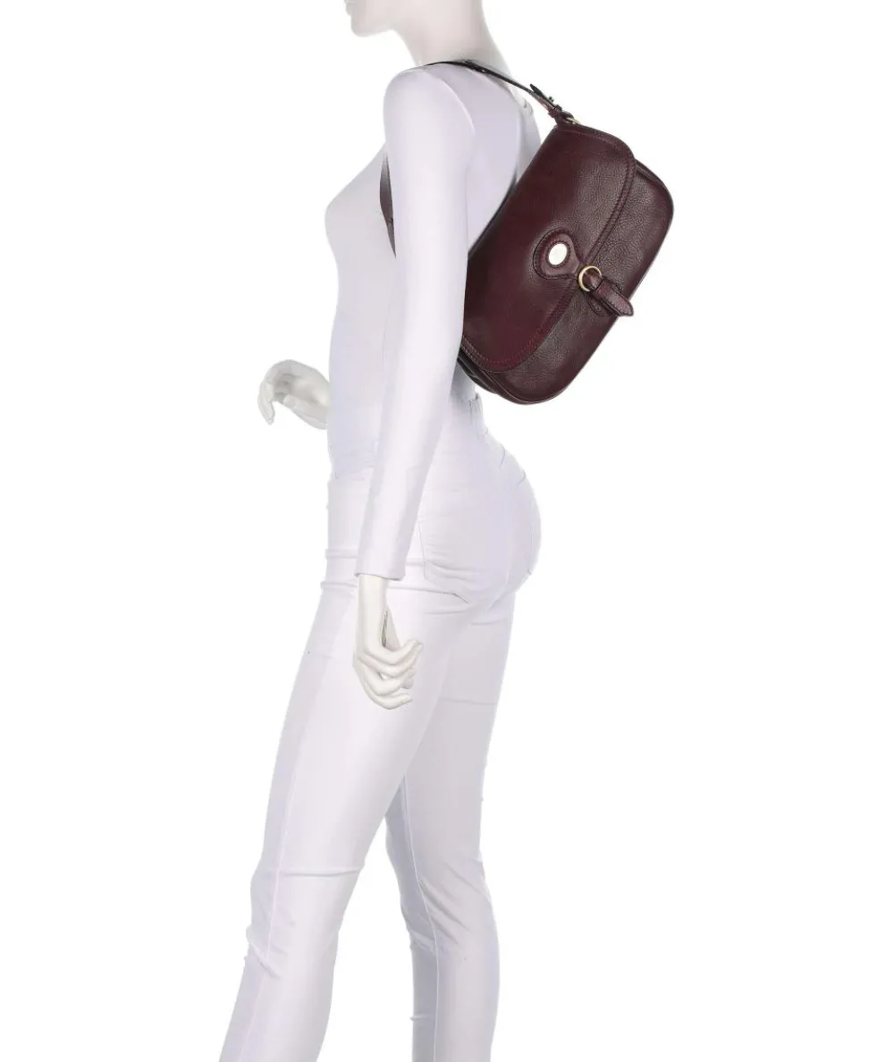 Isadora Schultertasche genarbtes Rindsleder dunkelrot