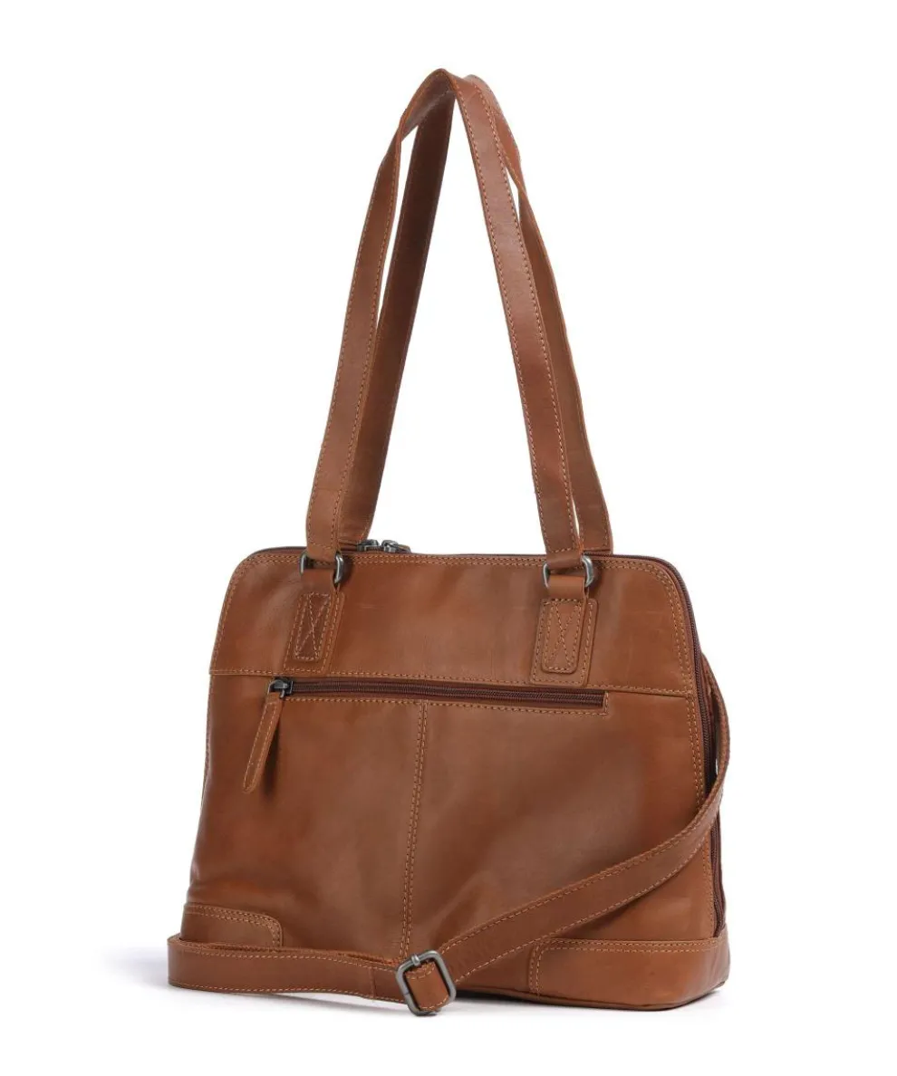 Cow Wax Pull Up Belgrado Schultertasche Rindsleder cognac