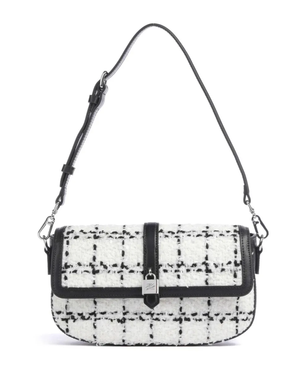 K/Autograph Boucle Schultertasche fein genarbtes Rindsleder, Polyamide schwarz/weiß