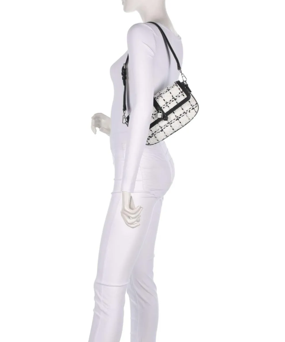 K/Autograph Boucle Schultertasche fein genarbtes Rindsleder, Polyamide schwarz/weiß