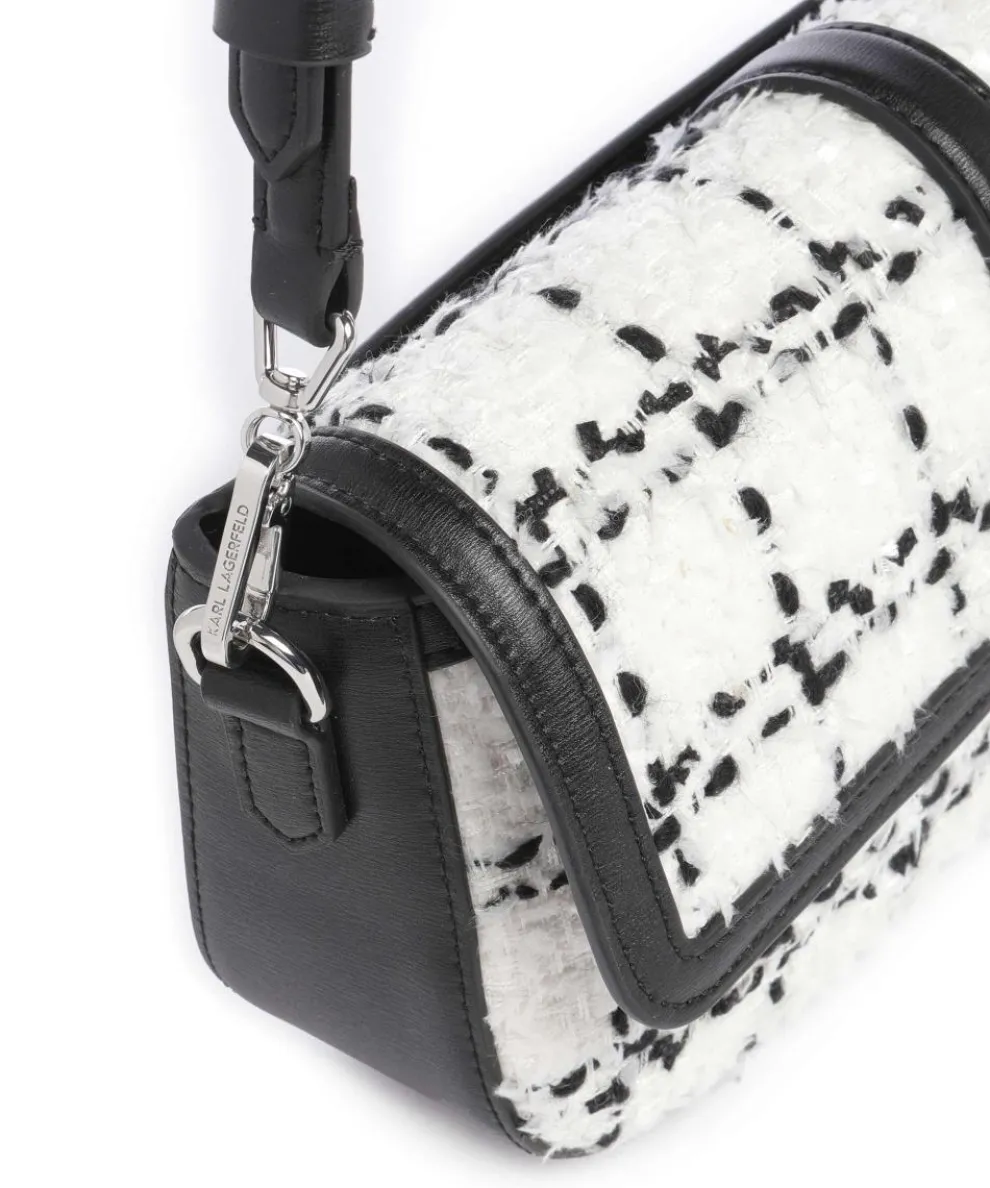 K/Autograph Boucle Schultertasche fein genarbtes Rindsleder, Polyamide schwarz/weiß