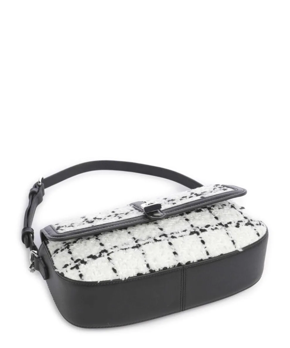 K/Autograph Boucle Schultertasche fein genarbtes Rindsleder, Polyamide schwarz/weiß