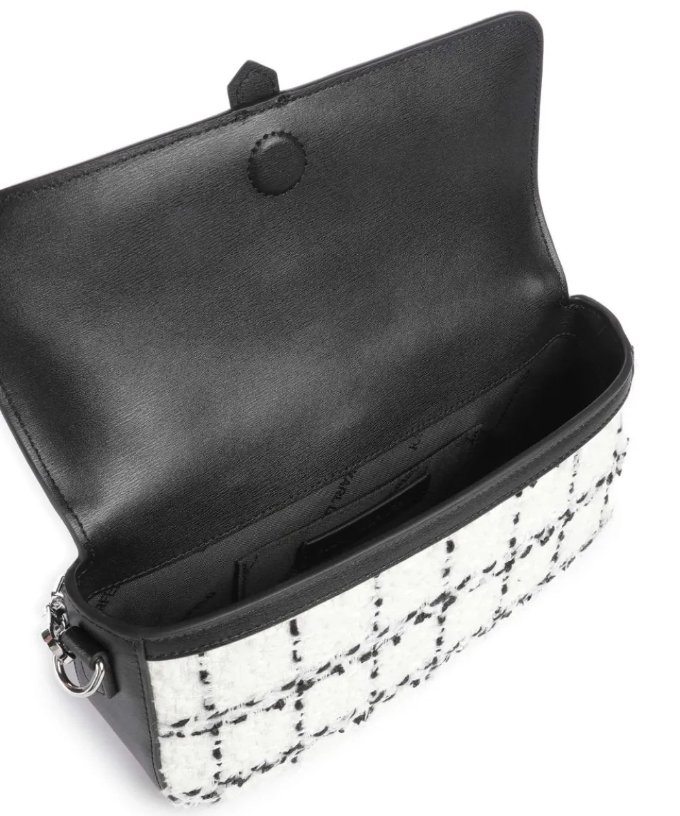 K/Autograph Boucle Schultertasche fein genarbtes Rindsleder, Polyamide schwarz/weiß