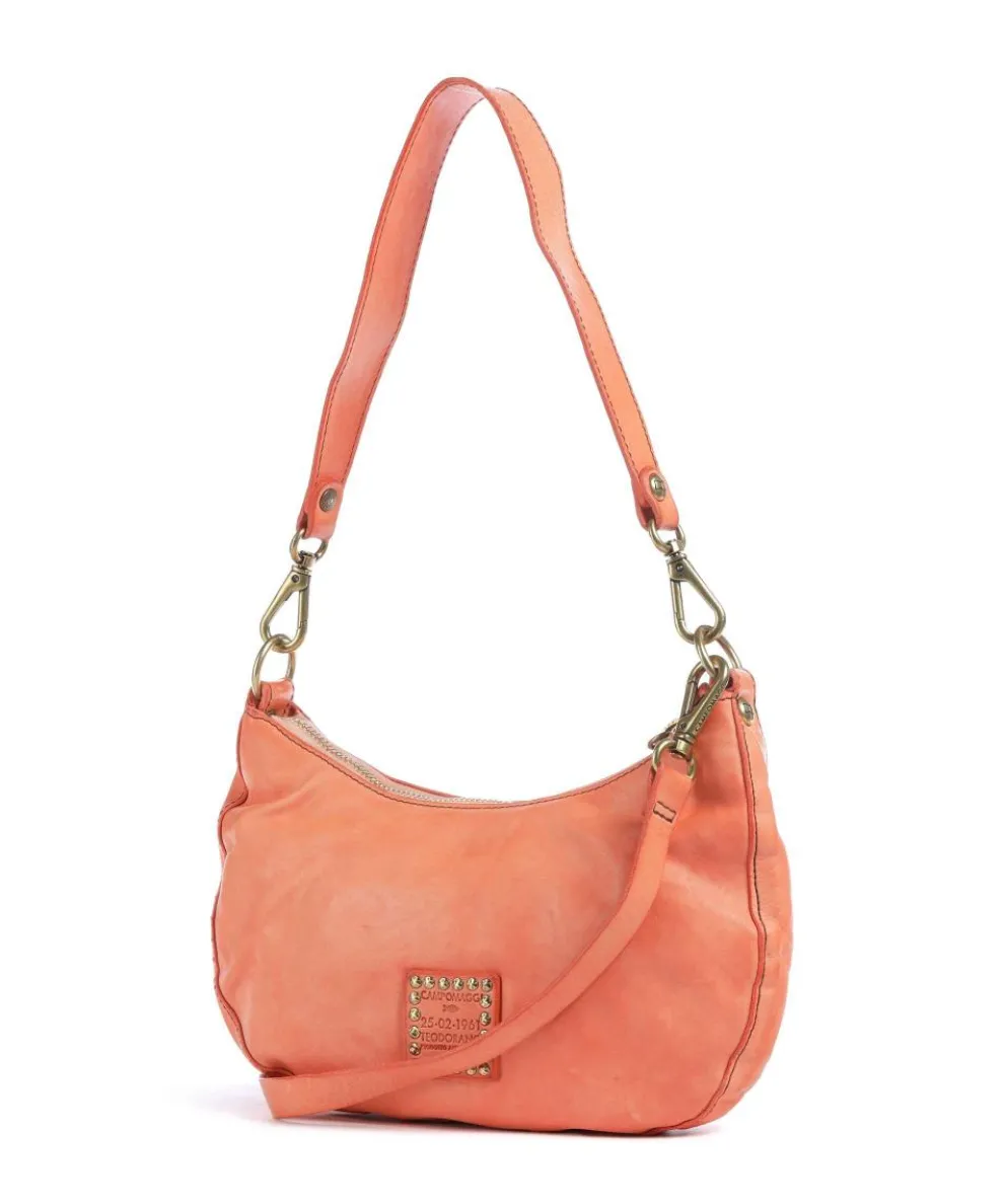 Schultertasche genarbtes Rindsleder orange