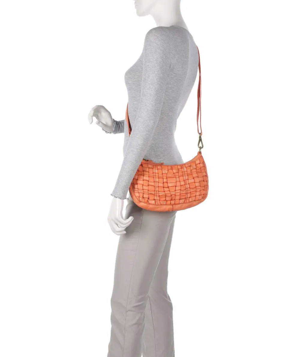 Schultertasche genarbtes Rindsleder orange