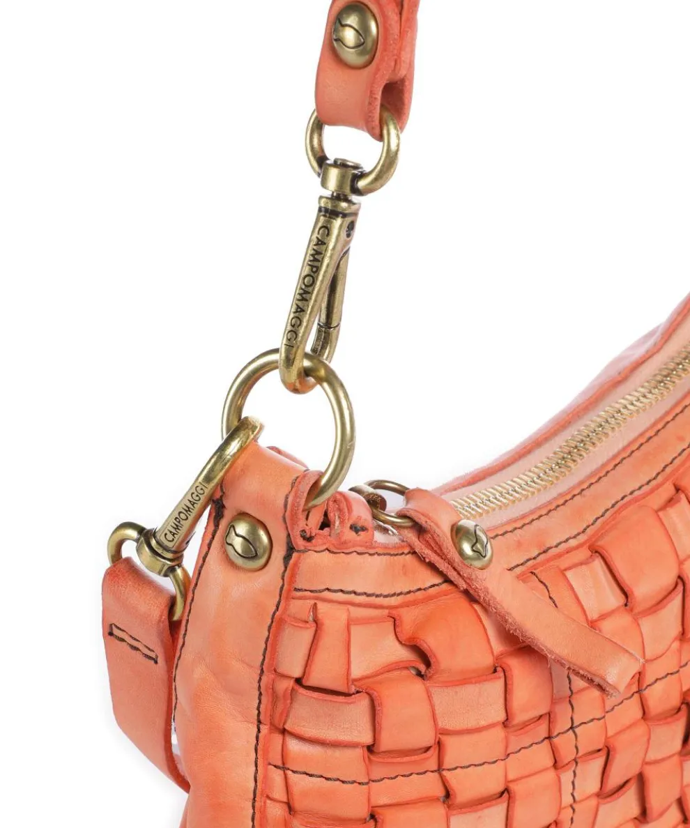 Schultertasche genarbtes Rindsleder orange