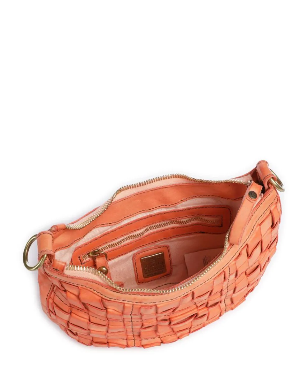 Schultertasche genarbtes Rindsleder orange