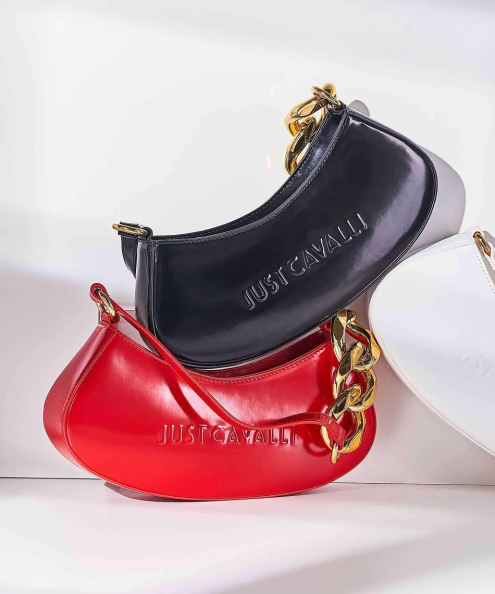 Chain Foulard Schultertasche Polyurethane, Polyester weiß