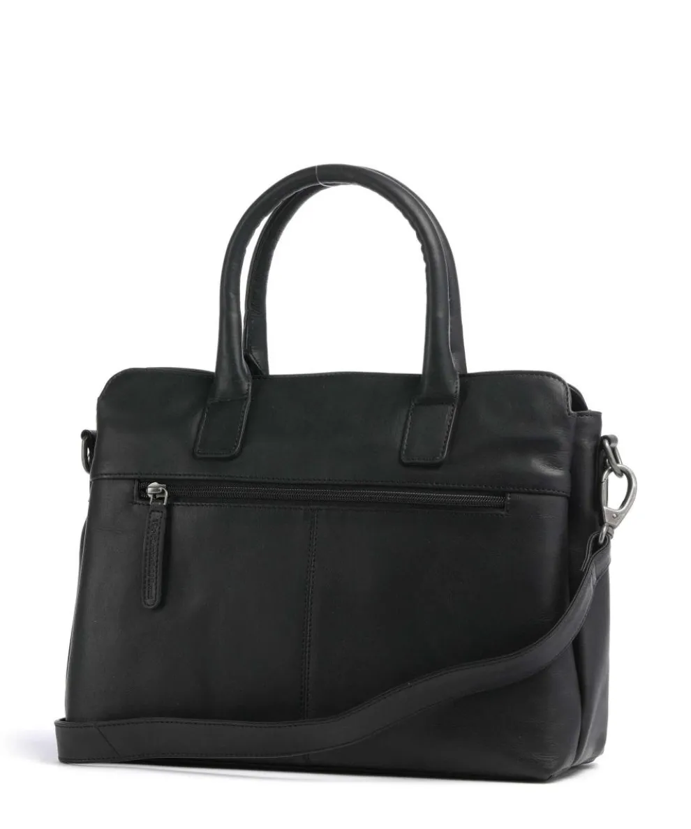 Wax Pull Up Cow Valmonte Handtasche fein genarbtes Rindsleder schwarz