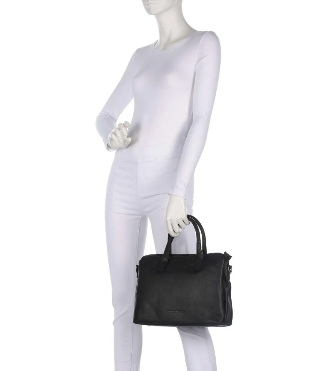 Wax Pull Up Cow Valmonte Handtasche fein genarbtes Rindsleder schwarz