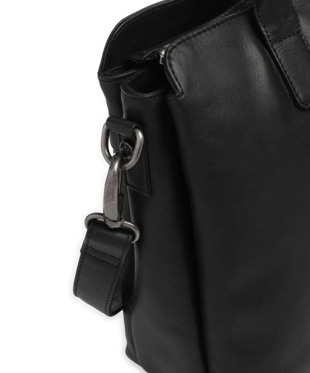 Wax Pull Up Cow Valmonte Handtasche fein genarbtes Rindsleder schwarz