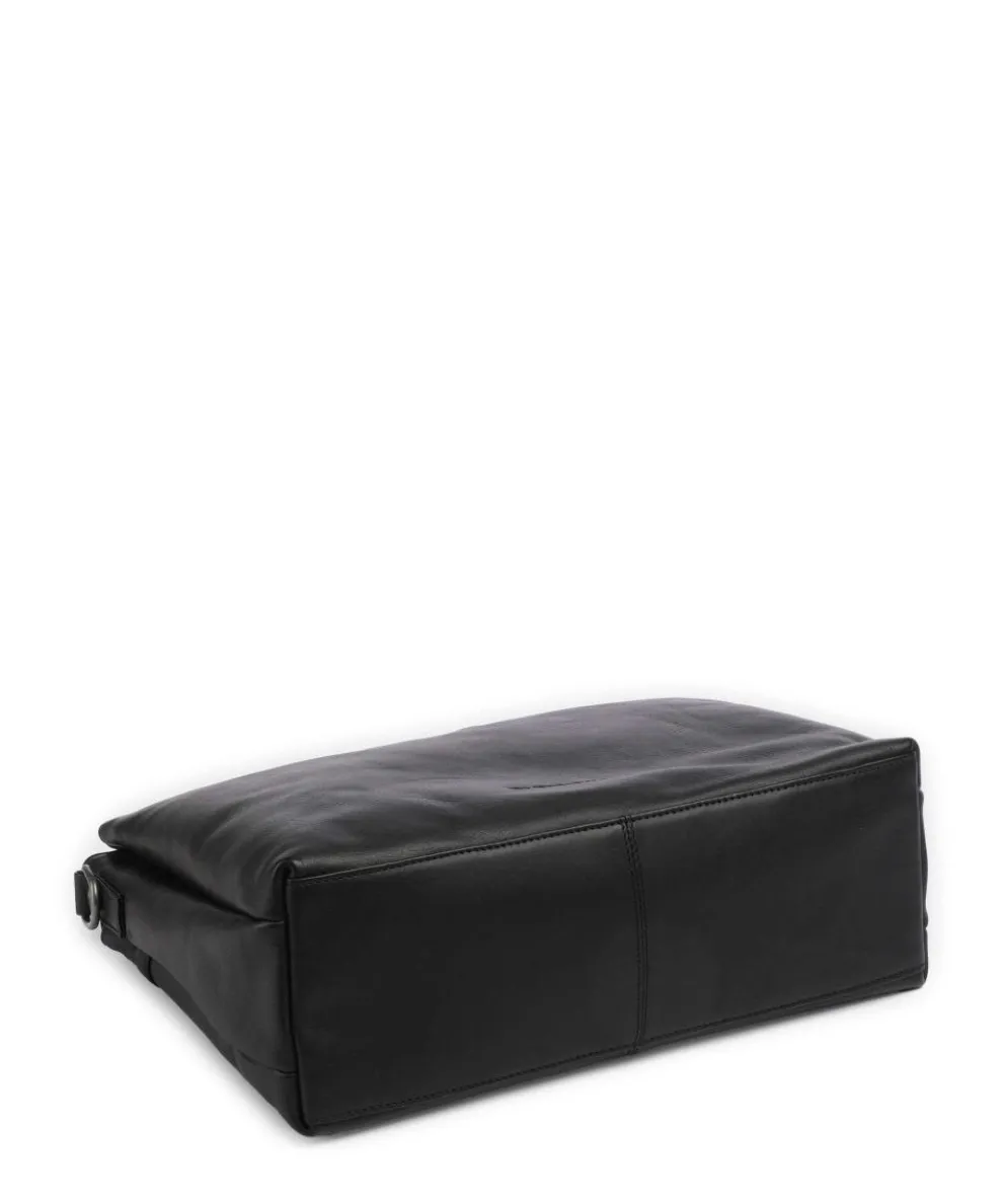 Wax Pull Up Cow Valmonte Handtasche fein genarbtes Rindsleder schwarz