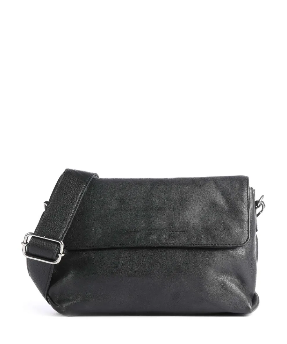 Khloe Khloe Umhängetasche fein genarbtes Leder schwarz