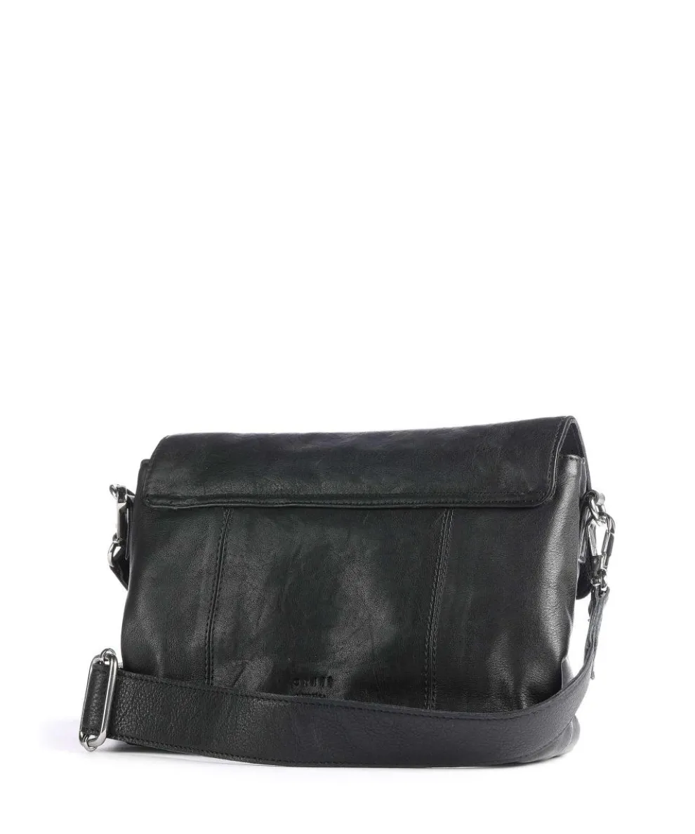 Khloe Khloe Umhängetasche fein genarbtes Leder schwarz