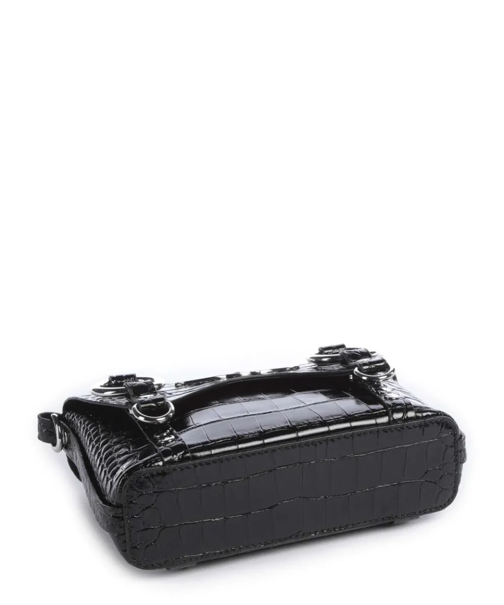 Kim Embossed Croc Umhängetasche geprägtes Kalbsleder schwarz