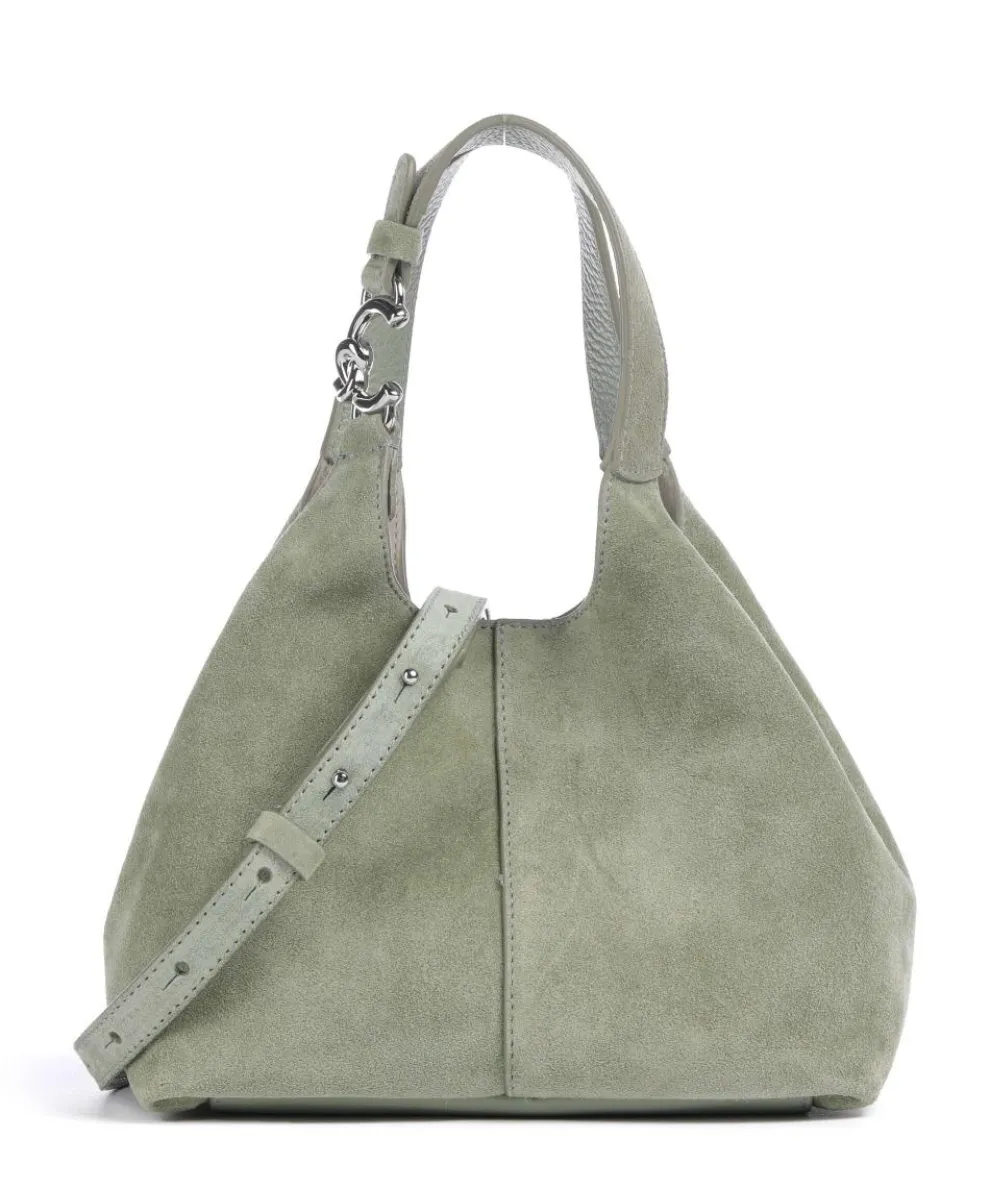 C-Easy Suede Handtasche aufgerautes Rindsleder graugrün