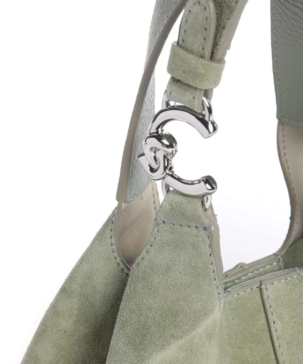 C-Easy Suede Handtasche aufgerautes Rindsleder graugrün