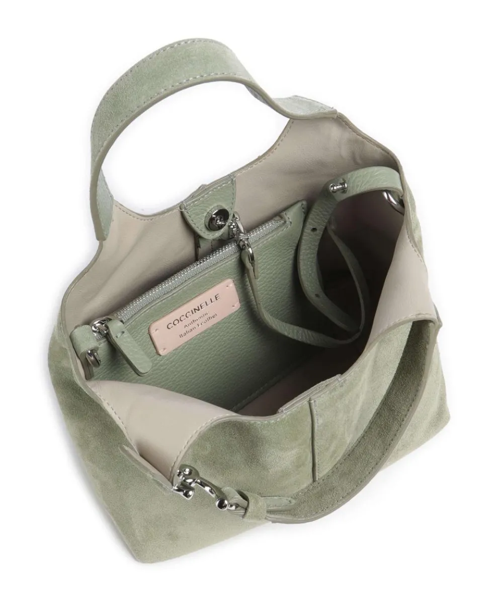 C-Easy Suede Handtasche aufgerautes Rindsleder graugrün