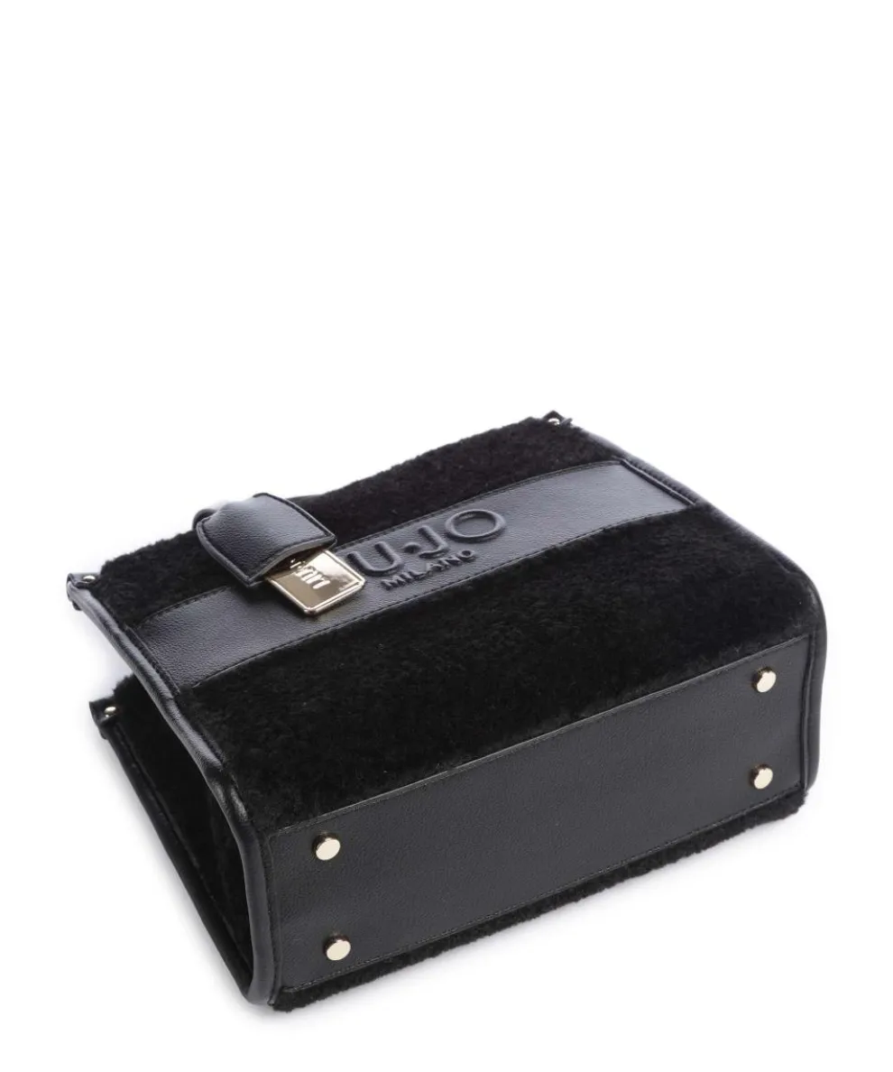 Ridhi S Handtasche Lederimitat, Kunstfell schwarz