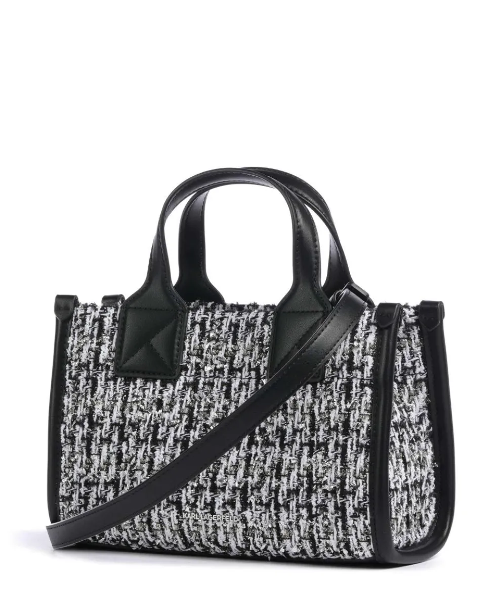 K/Skuare Small Handtasche Lederimitat, Baumwolle weiß/schwarz