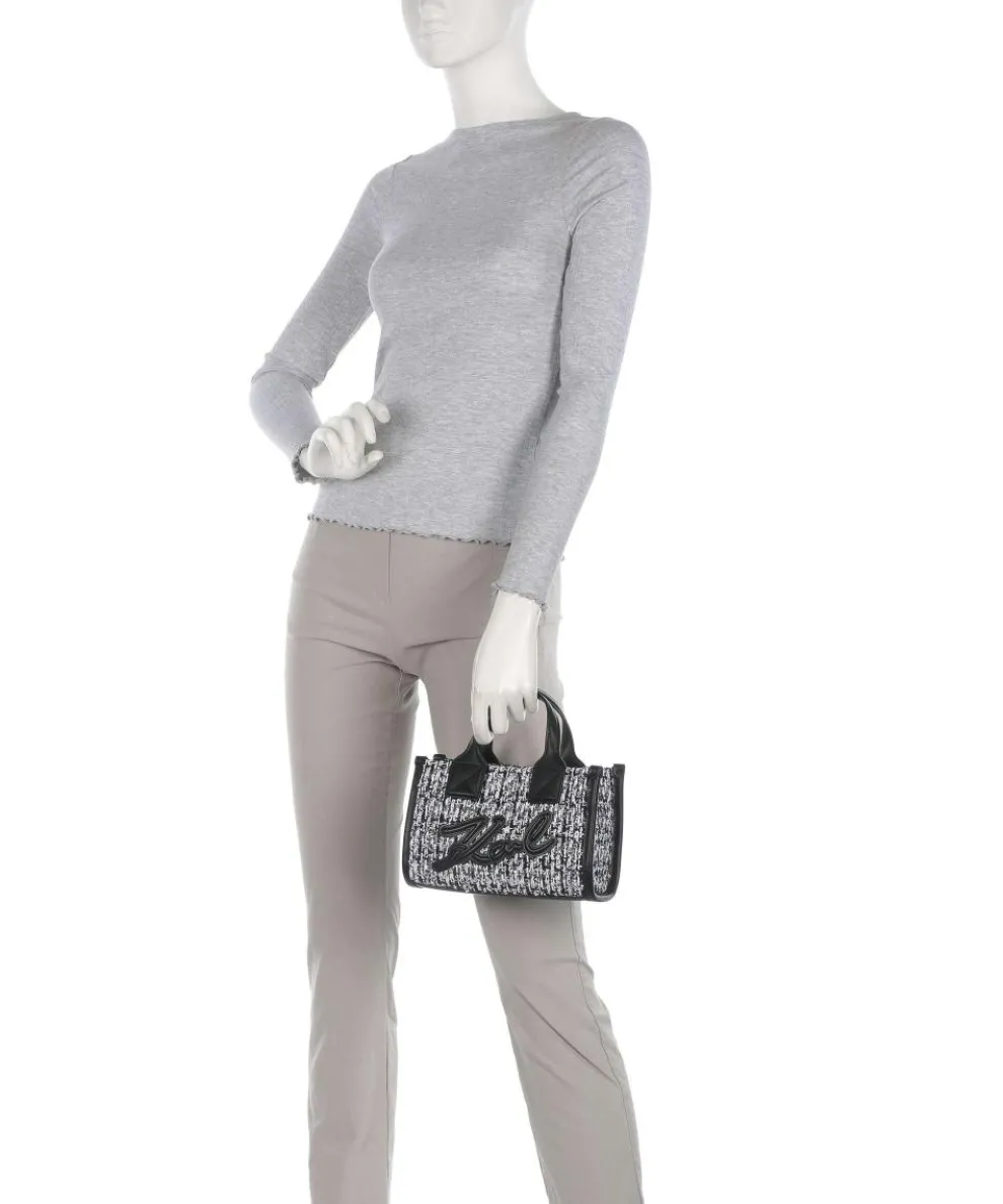 K/Skuare Small Handtasche Lederimitat, Baumwolle weiß/schwarz