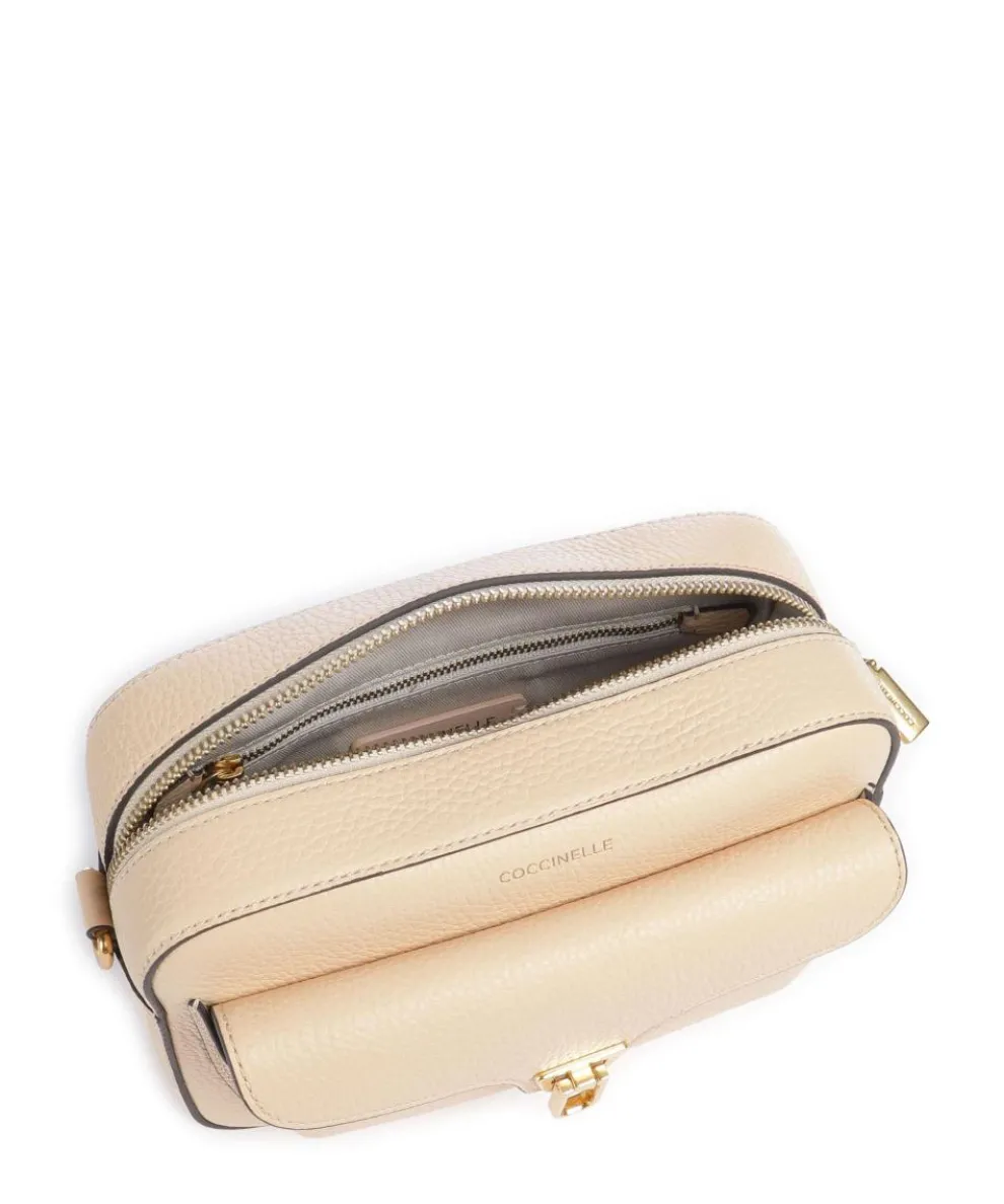 Beat Soft Ribbon Umhängetasche genarbtes Leder natur