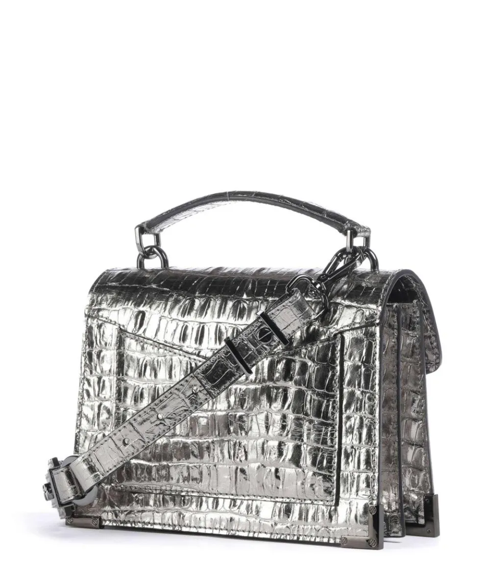 Emily Umhängetasche geprägtes Rindsleder silber