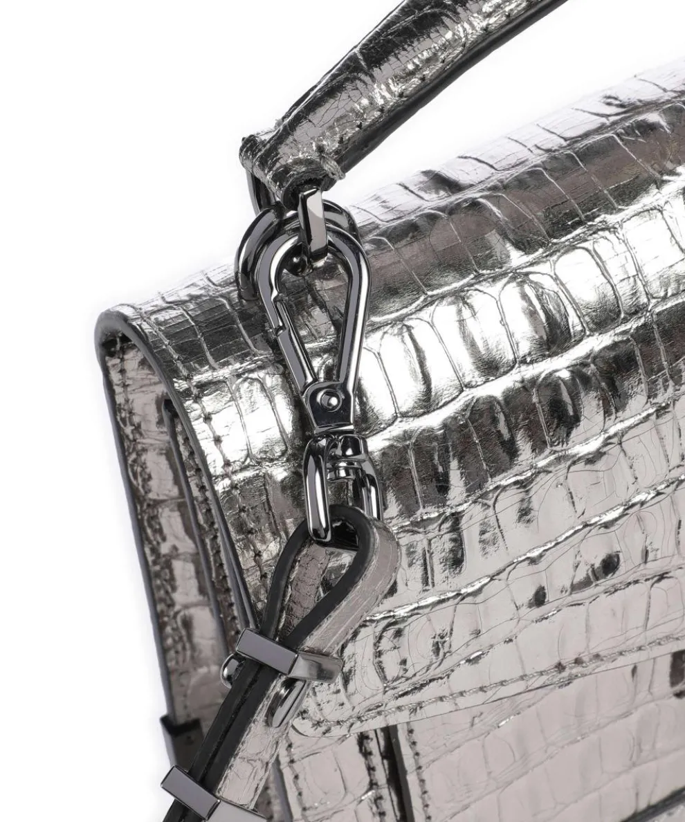 Emily Umhängetasche geprägtes Rindsleder silber