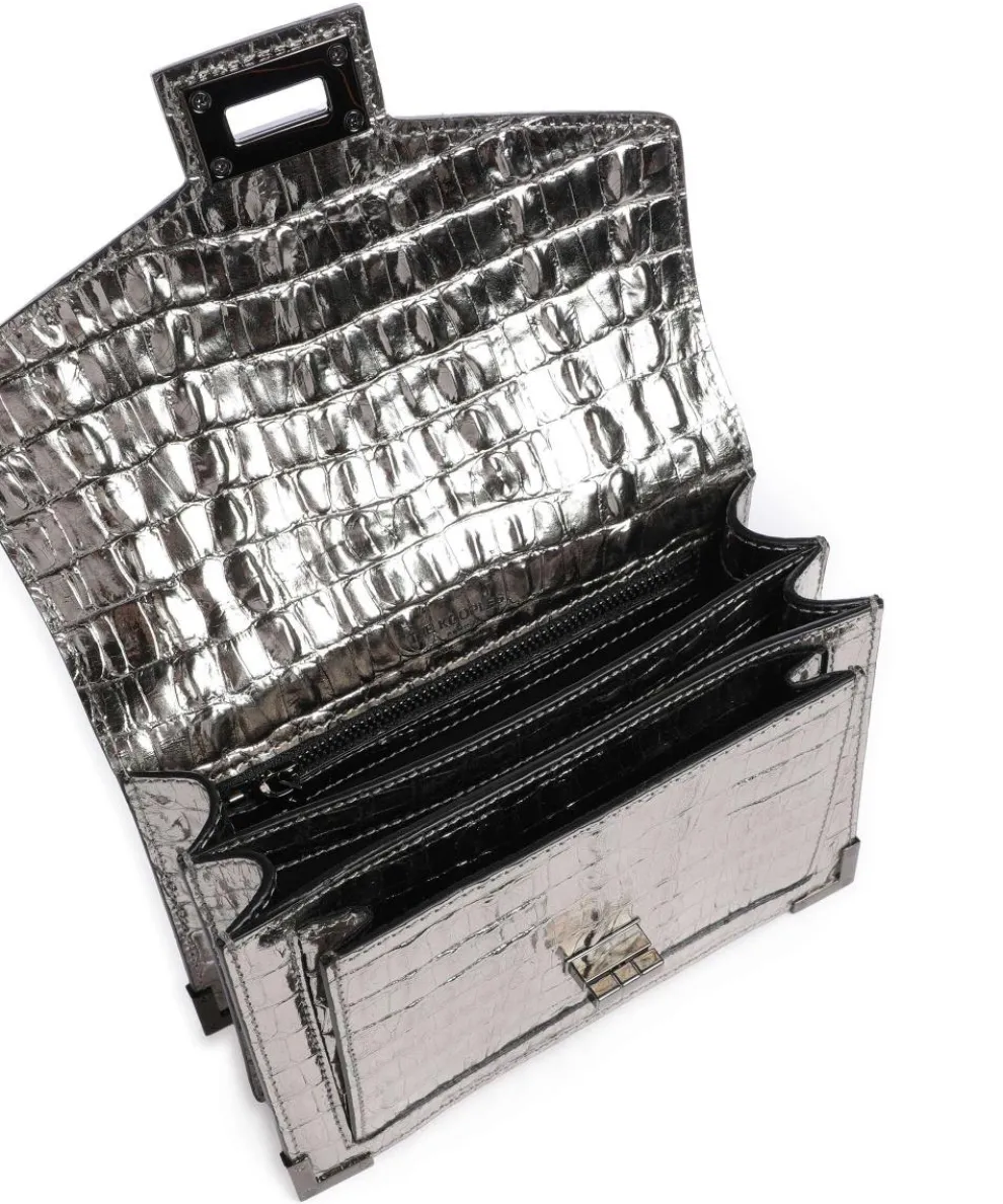 Emily Umhängetasche geprägtes Rindsleder silber