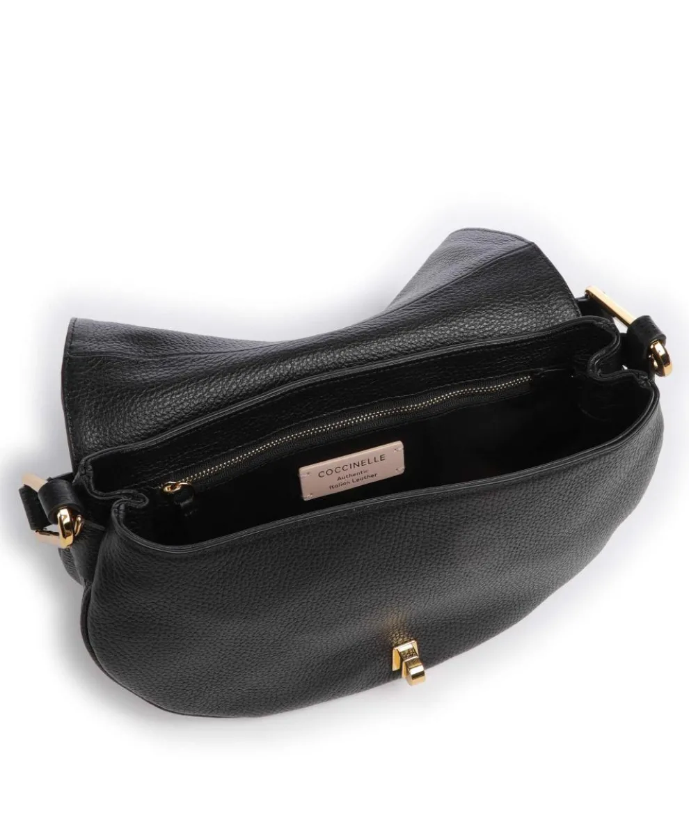 Magie Soft Schultertasche genarbtes Rindsleder schwarz