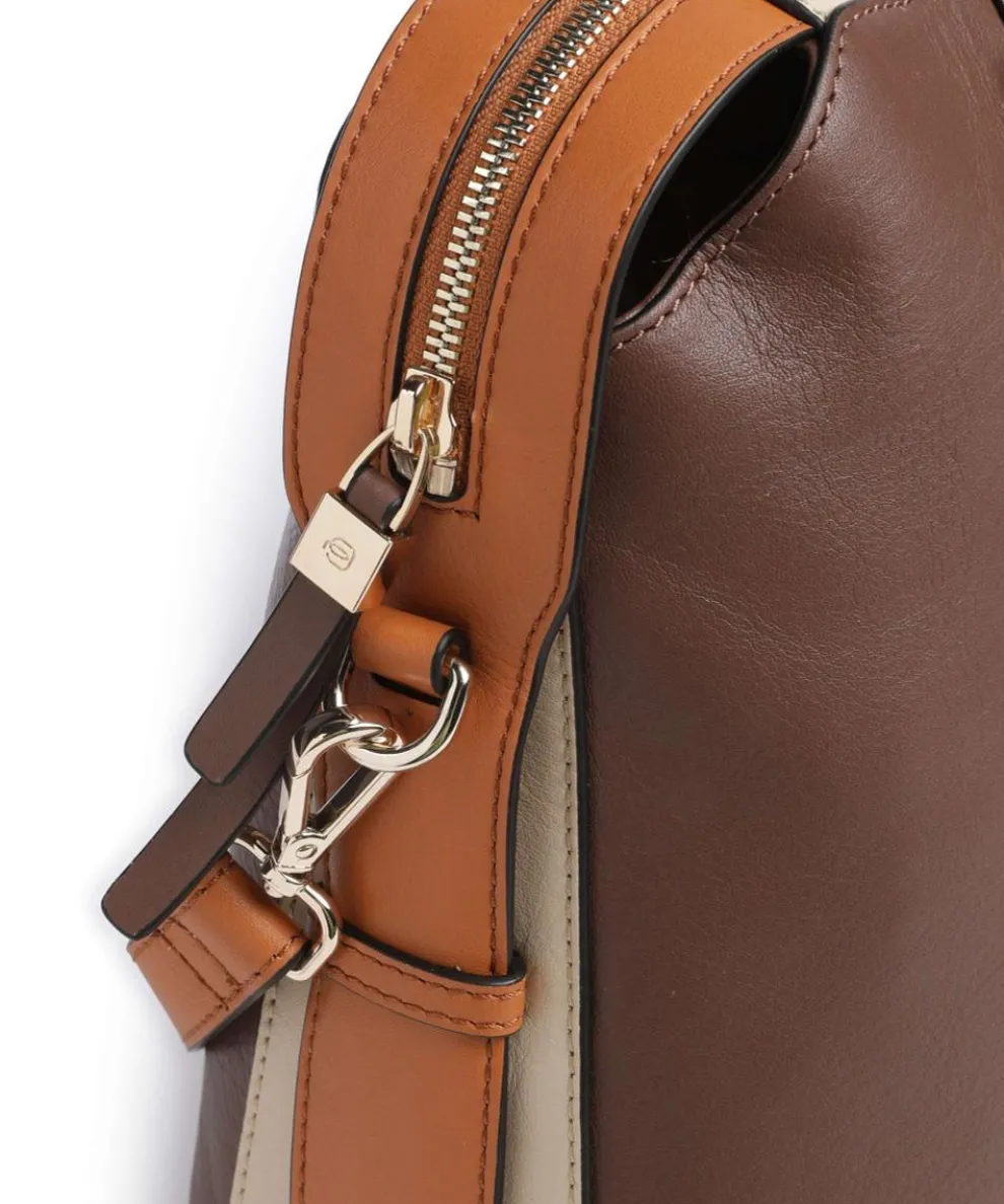 Circle Aktentasche 14″ genarbtes Leder braun/beige