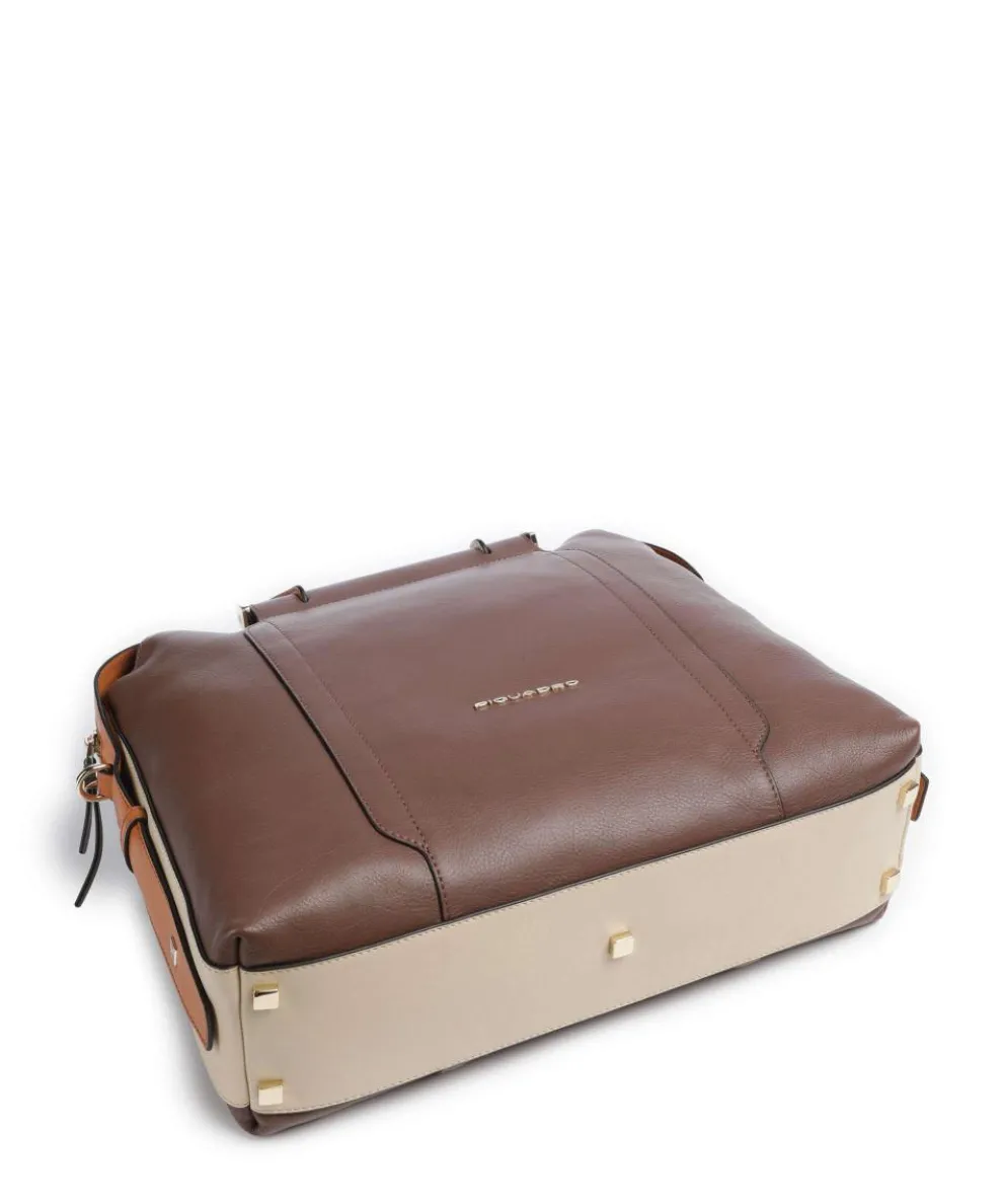 Circle Aktentasche 14″ genarbtes Leder braun/beige