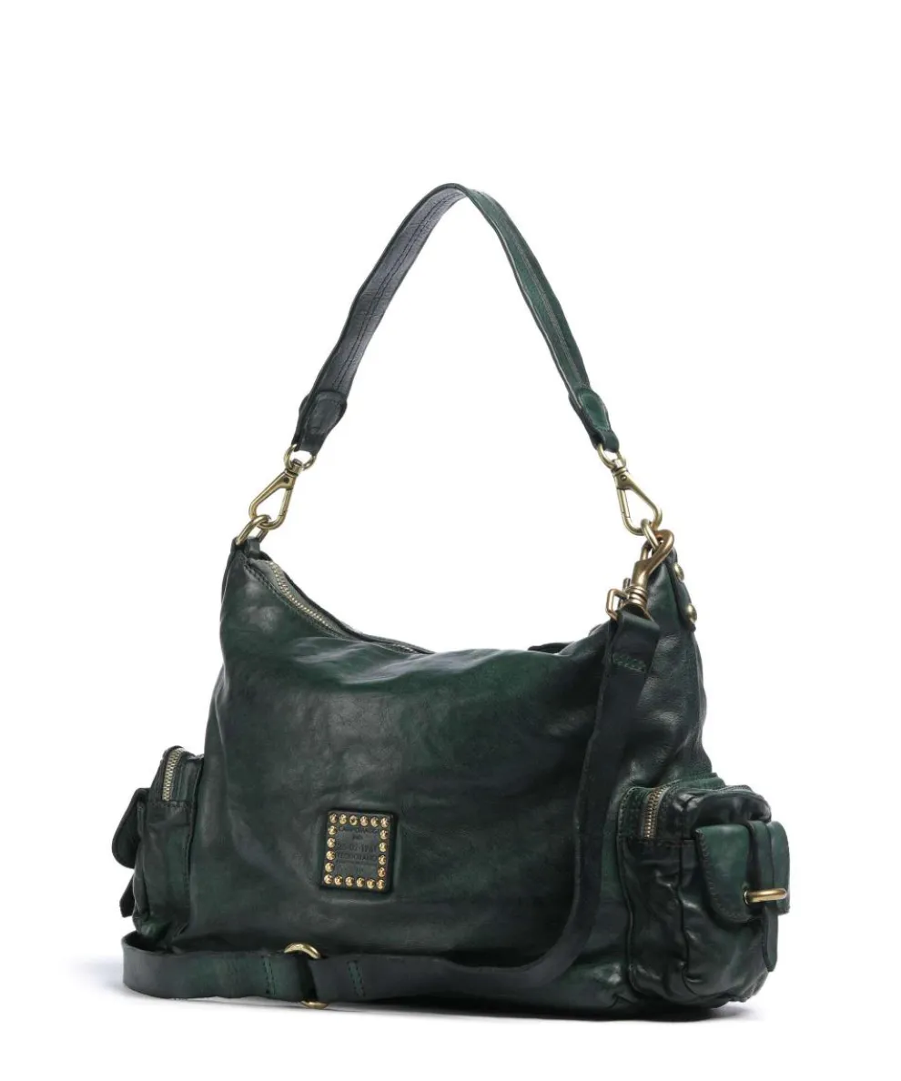 Beuteltasche genarbtes Rindsleder dunkelgrün