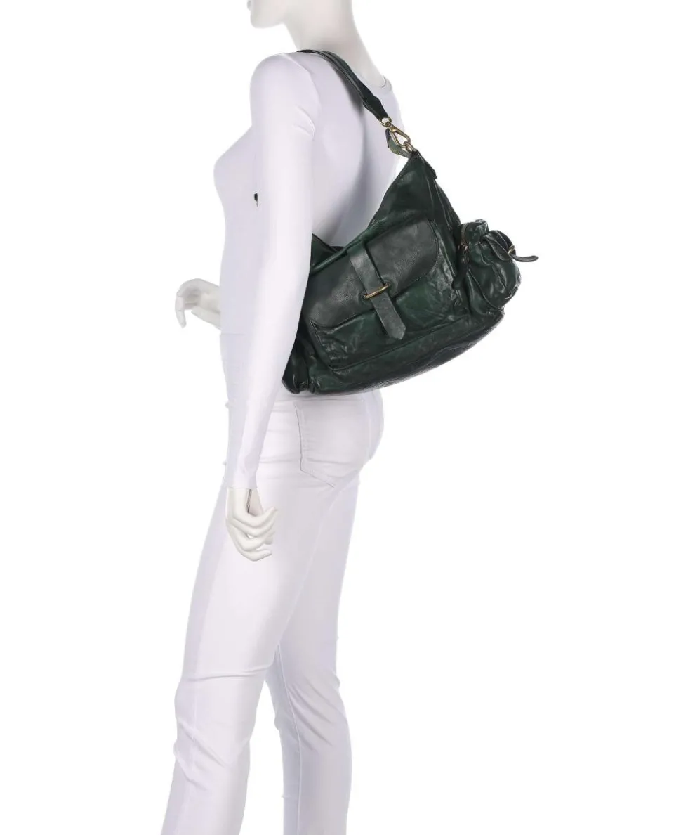 Beuteltasche genarbtes Rindsleder dunkelgrün